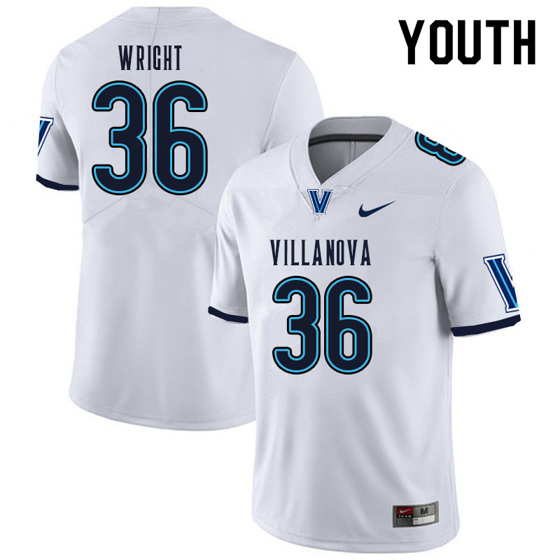 Youth #36 Isaiah Wright Villanova Wildcats College Football Jerseys Sale-White